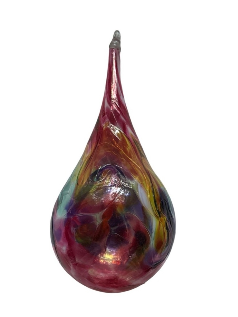 Sunrise Glassworks Hand Blown Art Glass Teardrop Ornament Swirl Decor 11in - Picture 3 of 5